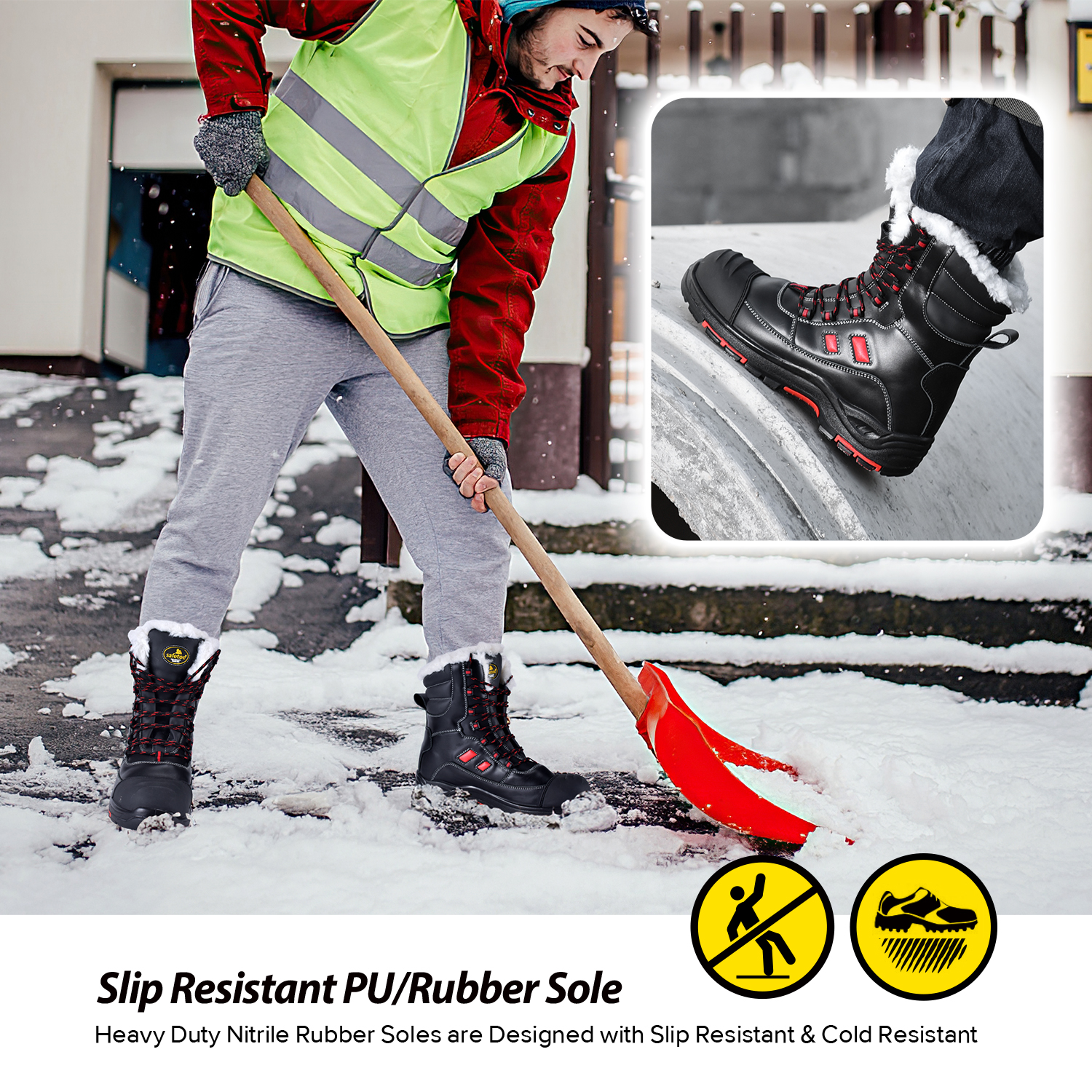 Winterwerklaarzen met warm lamsbont H-9550